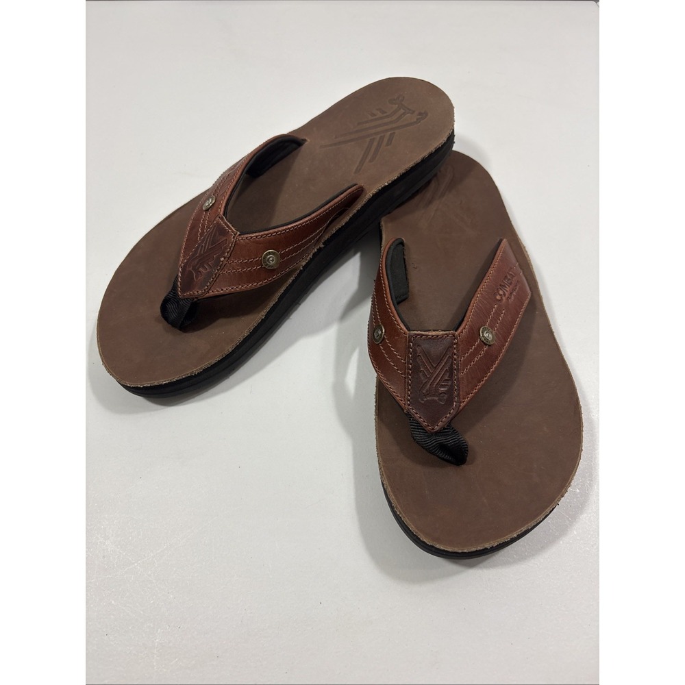 Combat Flip Flops Mens AK-47 Brown Leather Thong Sandal Sz 7 Tactical Comfort